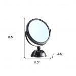 Homeroots - 9" Black Round Metal Framed Makeup Shaving Tabletop Mirror - Image 6