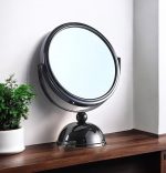Homeroots - 9" Black Round Metal Framed Makeup Shaving Tabletop Mirror