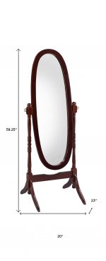 Homeroots - 59" Brown Cherry Oval Framed Cheval Standing Mirror - Image 6