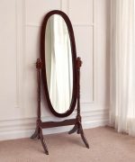 Homeroots - 59" Brown Cherry Oval Framed Cheval Standing Mirror