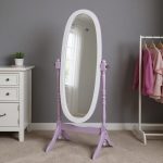 Homeroots - 59" Purple And White Wood Freestanding Oval Framed Cheval Mirror