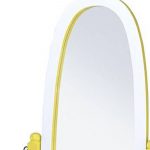Homeroots - 59" Yellow Oval Solid Wood Framed Freestanding Cheval Mirror - Image 4