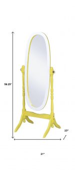Homeroots - 59" Yellow Oval Solid Wood Framed Freestanding Cheval Mirror - Image 5