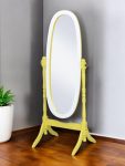 Homeroots - 59" Yellow Oval Solid Wood Framed Freestanding Cheval Mirror