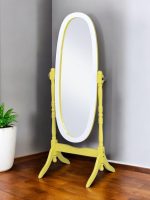 Homeroots - 59" Yellow Oval Solid Wood Framed Freestanding Cheval Mirror - Image 2