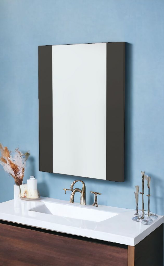 Homeroots - 24" Black Wood Framed Bathroom Vanity Mirror