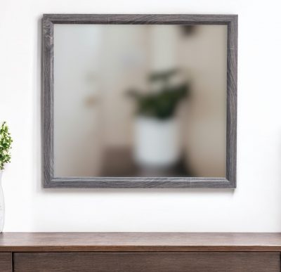 Homeroots - 35" Dark Gray Wood Framed Accent Mirror