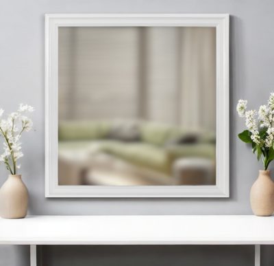 Homeroots - 38" White Square Wood Framed Accent Mirror