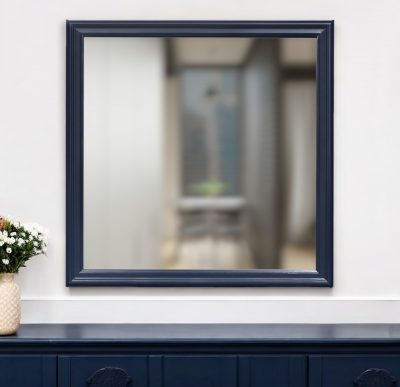Homeroots - 38" Blue Square Wood Framed Accent Mirror