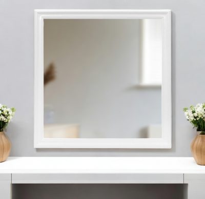 Homeroots - 38" White Square Wood Framed Accent Mirror