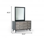 Homeroots - 40" Black Ash Veneer Rectangle Wall Mounted Dresser Mirror Engineered Wood Framed - Image 8