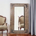 Homeroots - 75" Brown Wood Framed Leaning Accent Mirror
