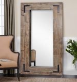 Homeroots - 75" Brown Wood Framed Leaning Accent Mirror - Image 6