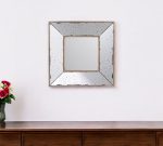 Homeroots - 12" Square Wall Mounted Vintage Style Glass Frame Accent Mirror
