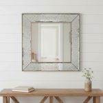 Homeroots - 18" Brown Square Metal Framed Antiqued Glass Accent Mirror
