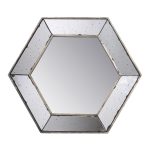 Homeroots - 18" Hexagon Wall Mounted Vintage Style Glass Frame Accent Mirror - Image 3