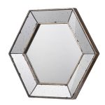 Homeroots - 18" Hexagon Wall Mounted Vintage Style Glass Frame Accent Mirror - Image 2