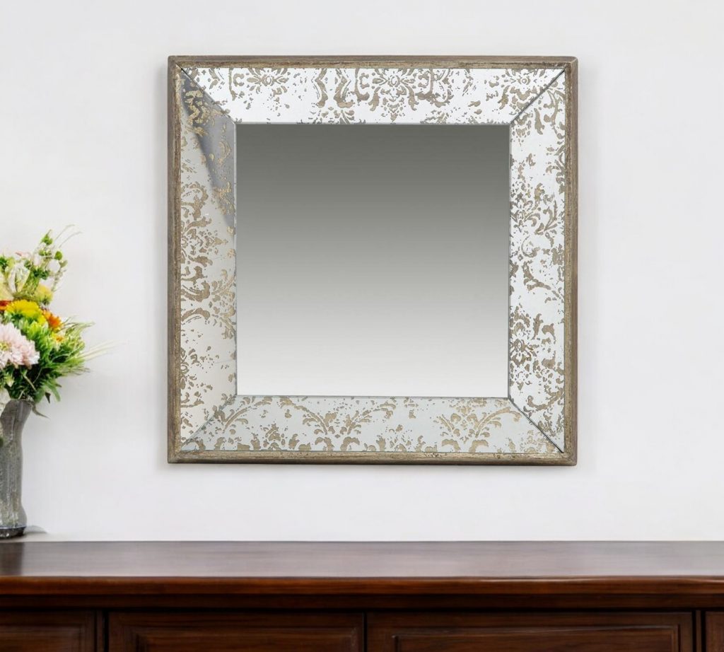 Homeroots - 15" Square Vintage Style Wall Mounted Accent Mirror