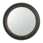 Homeroots - 24" Dark Brown Distressed Wood Round Framed Accent Mirror - Image 2