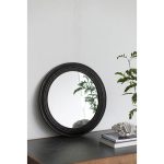 Homeroots - 24" Dark Brown Distressed Wood Round Framed Accent Mirror - Image 5