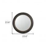 Homeroots - 24" Dark Brown Distressed Wood Round Framed Accent Mirror - Image 6