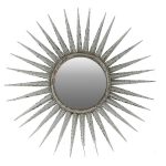 Homeroots - 30" Antiqued Silver Gray Sunburst Wall Mounted Accent Mirror - Image 3