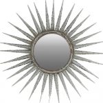Homeroots - 30" Antiqued Silver Gray Sunburst Wall Mounted Accent Mirror - Image 4
