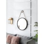 Homeroots - 30" Black Fame Round Wall Hanging Accent Mirror with Rope - Image 8