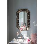 Homeroots - 35" Rose Gold Glass Framed Accent Mirror - Image 5