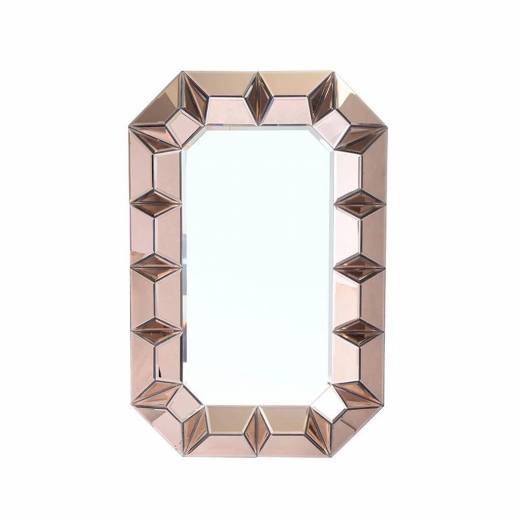 Homeroots - 35" Rose Gold Glass Framed Accent Mirror