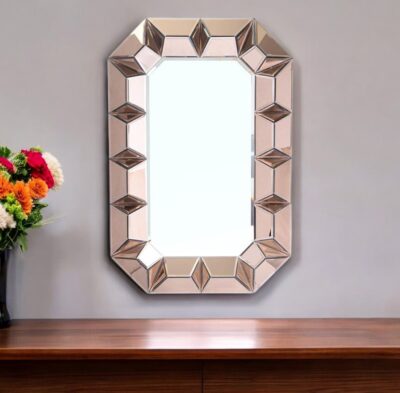 Homeroots - 35" Rose Gold Glass Framed Accent Mirror