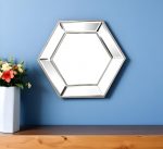 Homeroots - 18" Silver Hexagon Glass Framed Accent Mirror