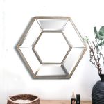 Homeroots - 12" Silver Hexagon Wall Mounted Accent Mirror
