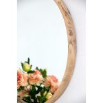 Homeroots - 28" Natural Rustic Brown Wood Frame Round Wall Mounted Accent Mirror - Image 3