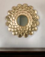 Homeroots - 32" Gold Scalloped Iron Framed Accent Mirror