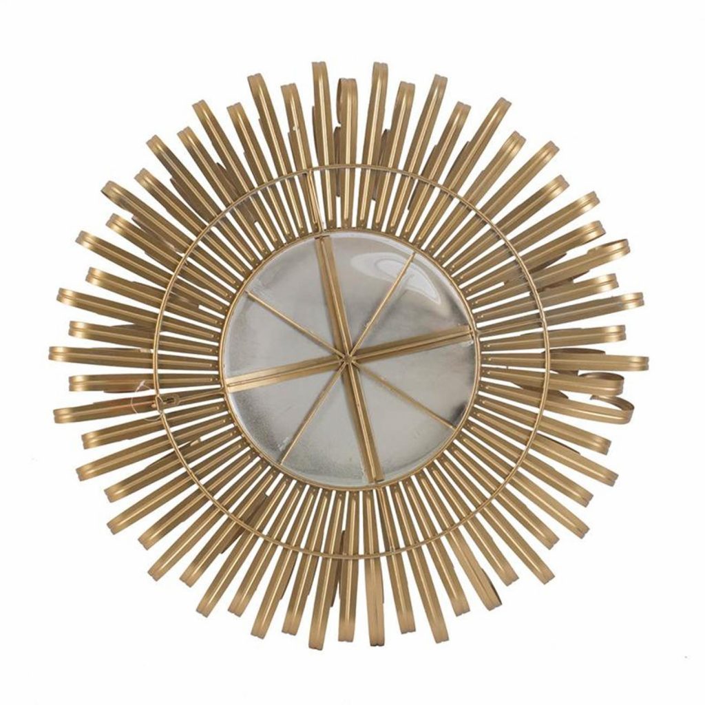 Homeroots - 27" Gold Sunburst Iron Framed Accent Mirror