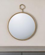 Homeroots - 32" Gold Round Iron Framed Accent Mirror