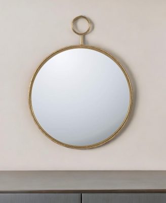 Homeroots - 32" Gold Round Iron Framed Accent Mirror