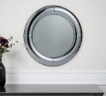 Homeroots - 32" Silver Round Curved Frame Accent Mirror