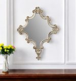 Homeroots - 30" White Diamond Solid Wood Framed Accent Mirror