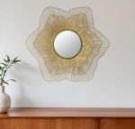 Homeroots - 27" Gold Floral Sunburst Iron Framed Accent Mirror