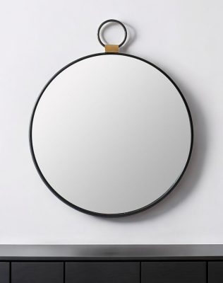 Homeroots - 23" Black Round Metal Framed Accent Mirror