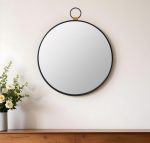 Homeroots - 28" Black Round Iron Framed Accent Mirror