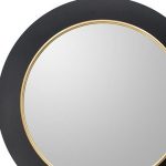 Homeroots - 32" Black And Gold Lighted Round Metal Framed Accent Mirror - Image 3