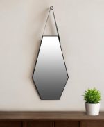 Homeroots - 32" Black Hexagon Wood Framed Accent Mirror