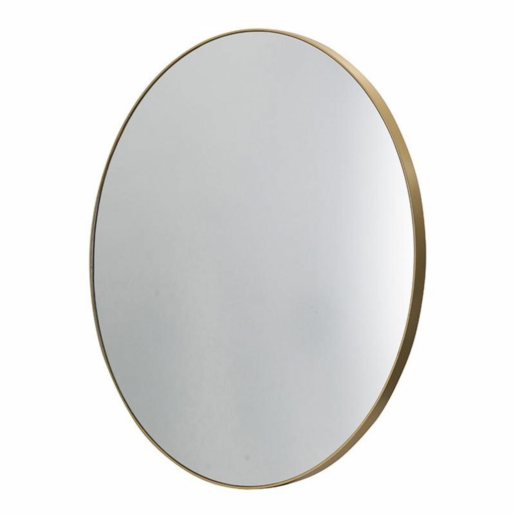 Homeroots - 30" Gold Round Wood Framed Accent Mirror