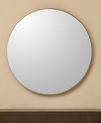 Homeroots - 30" Gold Round Wood Framed Accent Mirror