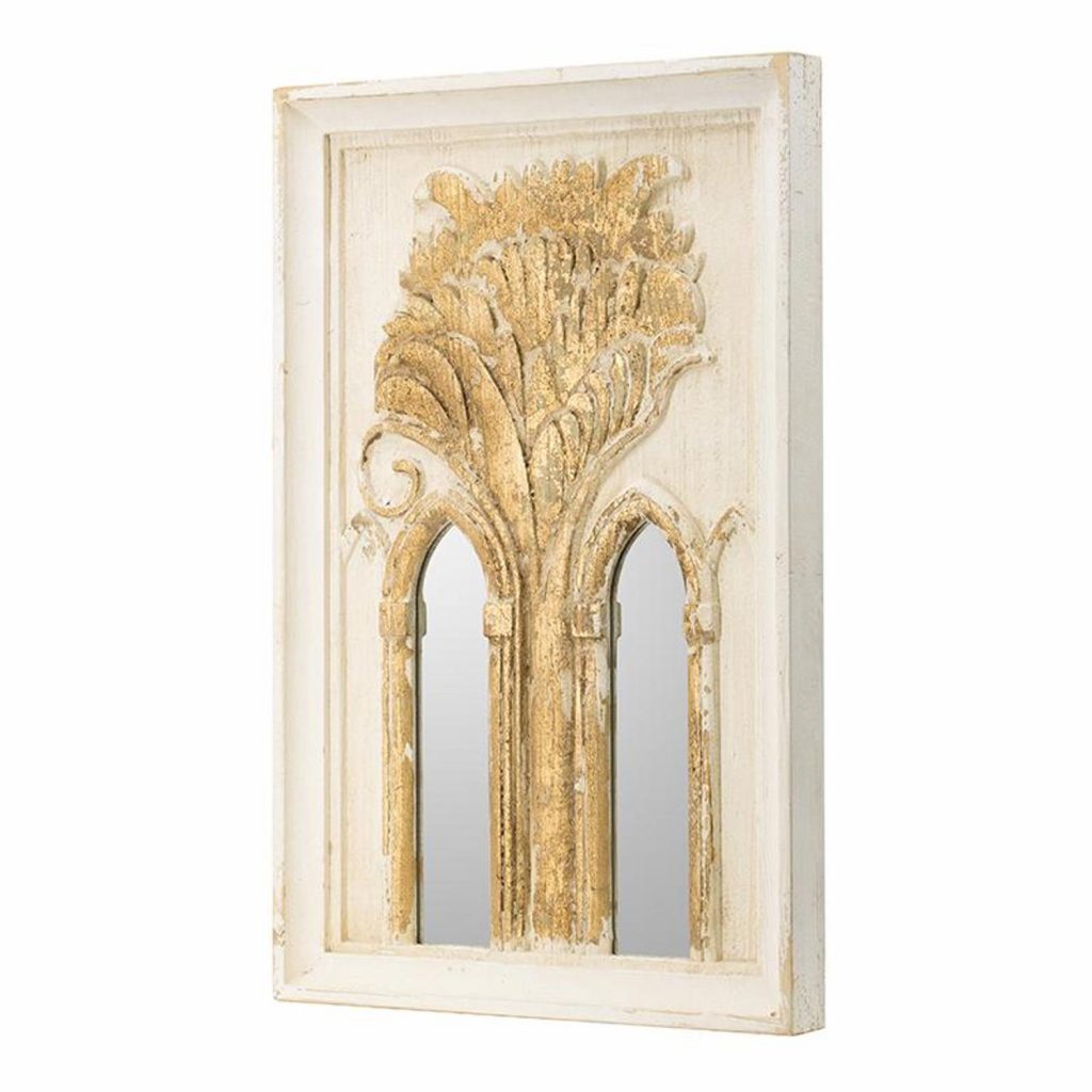 Homeroots - Set of Two 30" White and Gold Wood Framed Accent Mirrors