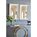 Homeroots - Set of Two 30" White and Gold Wood Framed Accent Mirrors - Image 8