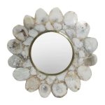 Homeroots - 30" White And Gold Scalloped Stone Framed Accent Mirror - Image 2